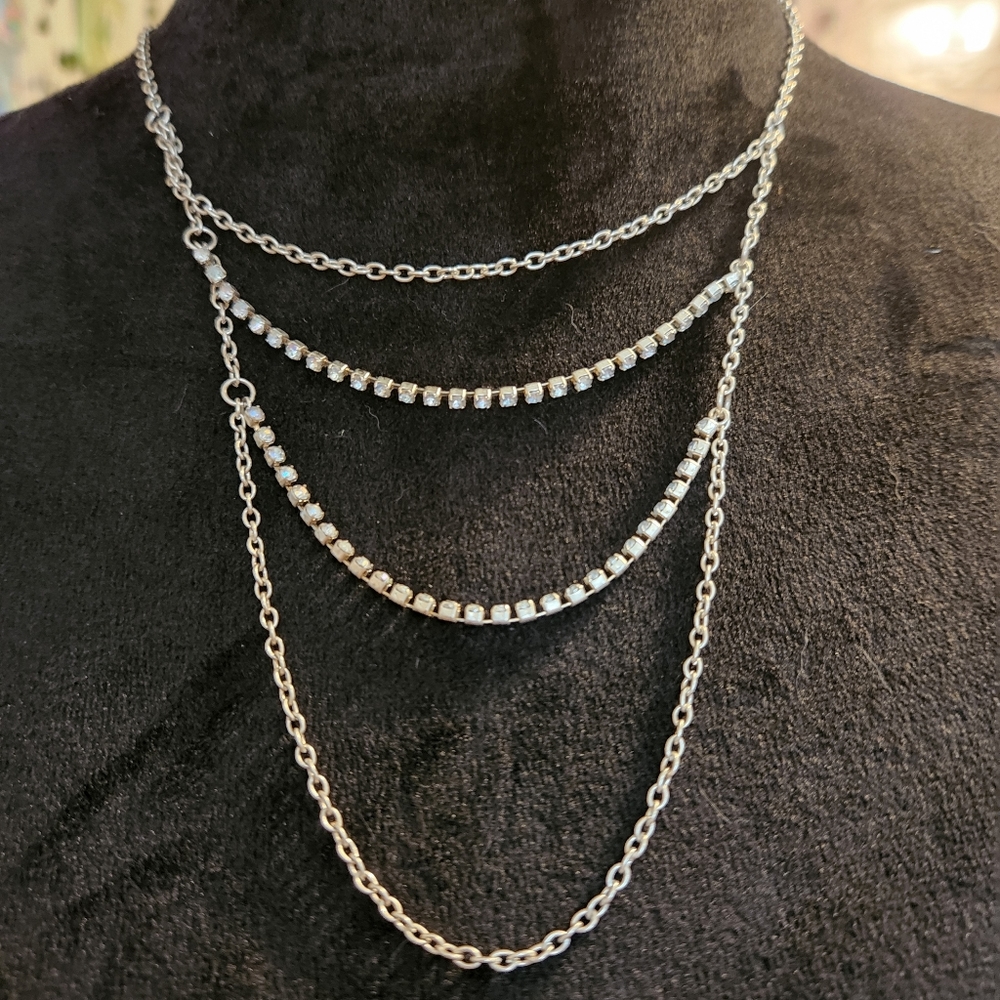 Silver diamond necklace 17 inches